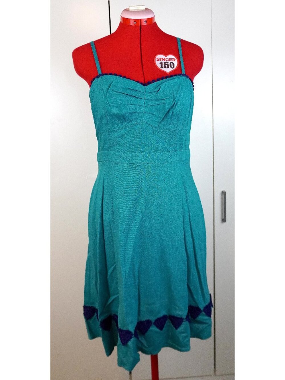 ModCloth "Seen Swooning" Linen A-Line Dress in Teal